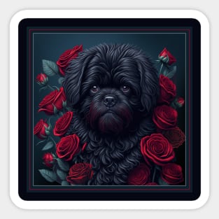 Affenpinscher red roses Sticker